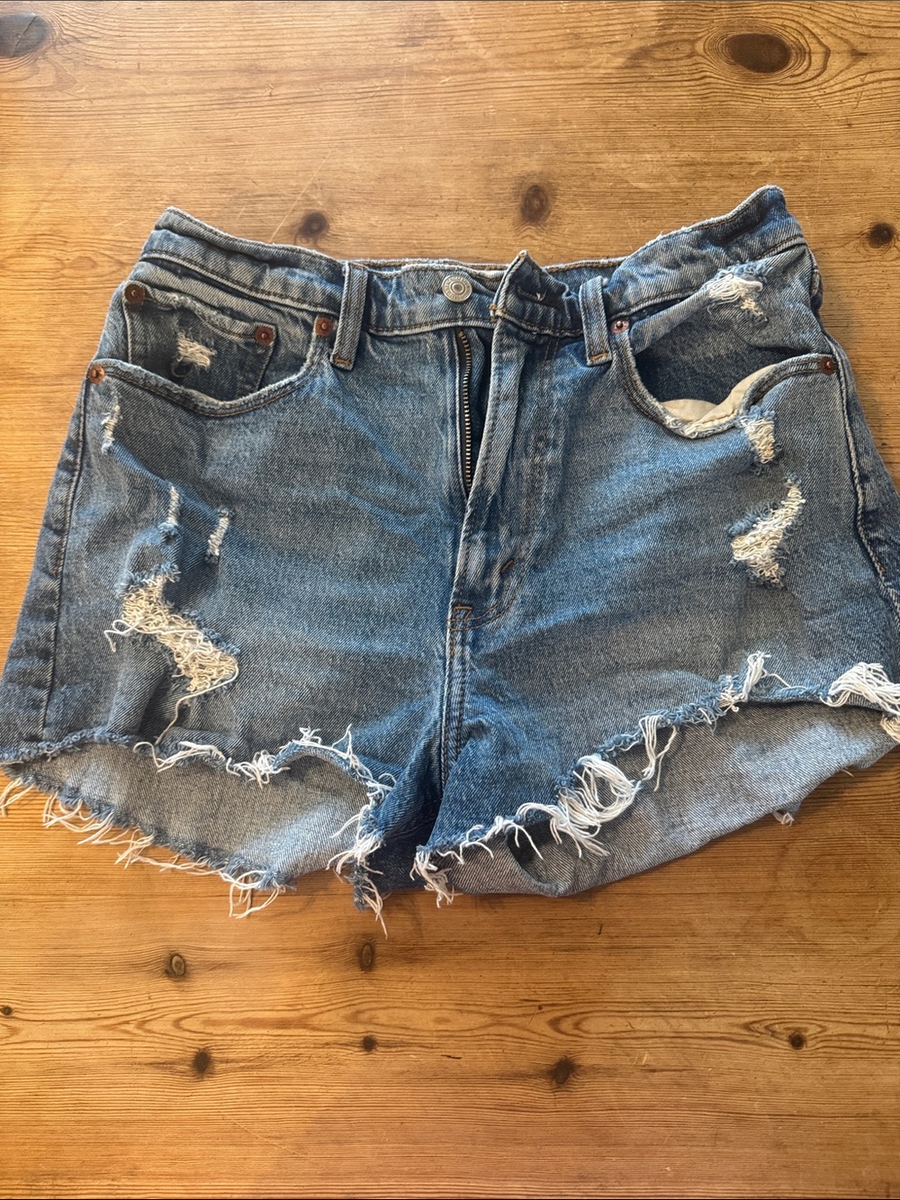 Abercrombie & Fitch Distressed Light Blue Denim Cutoff Shorts